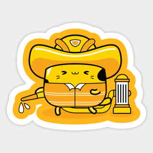 yellow cat firefighter profession Sticker